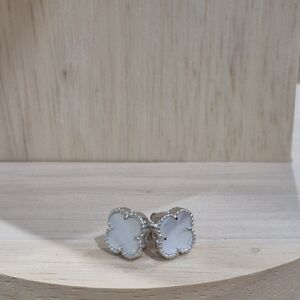 Elegant Silver Floral Stud Earrings